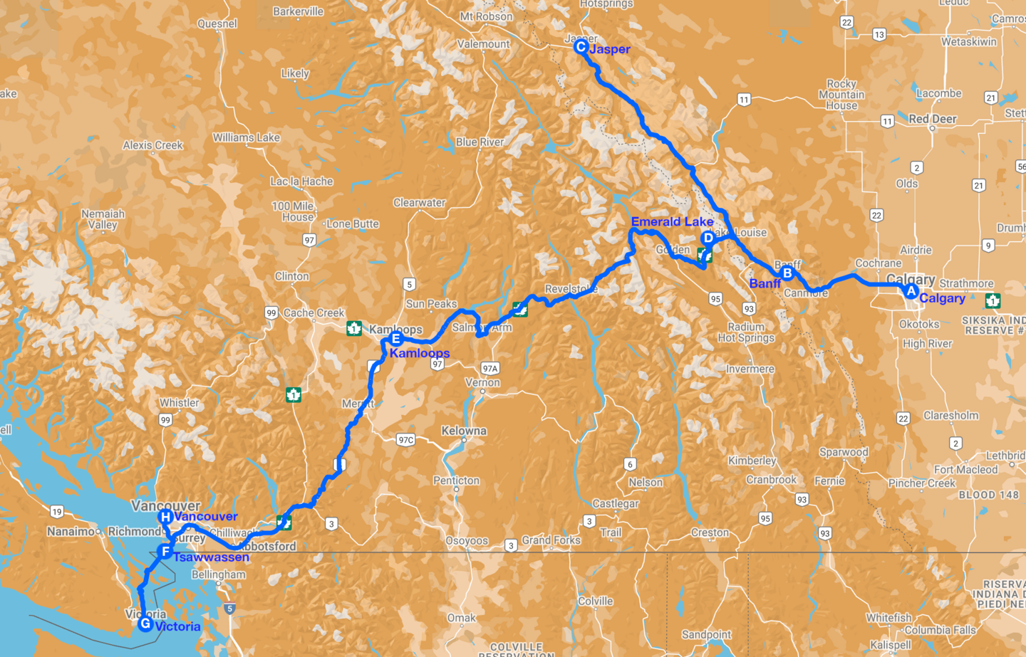 I parchi nazionali dell'ovest map