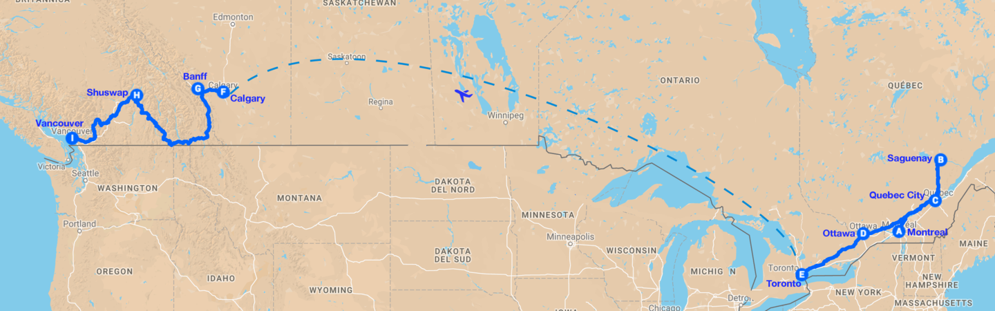 Gran tour canada total map