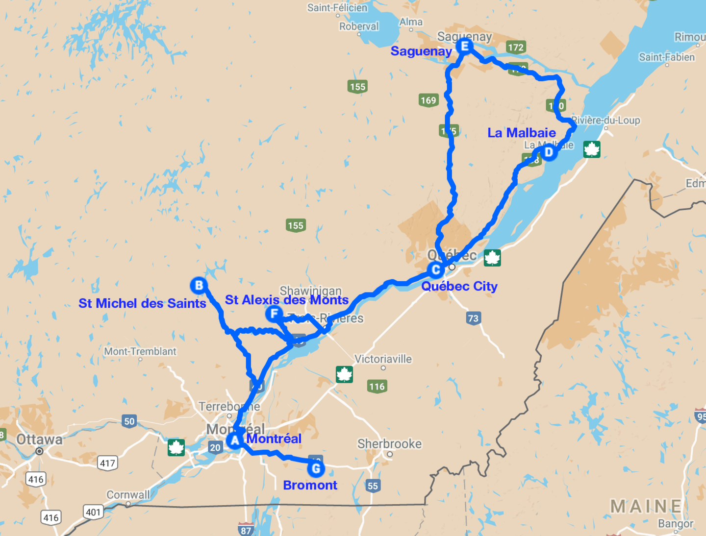 Quebec da lodge a resort map