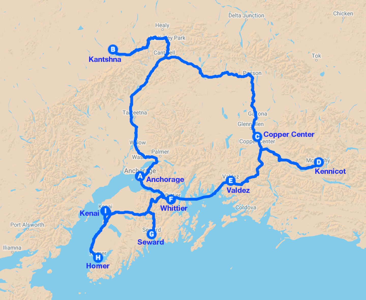 Alaska grandi parchi nazionali map