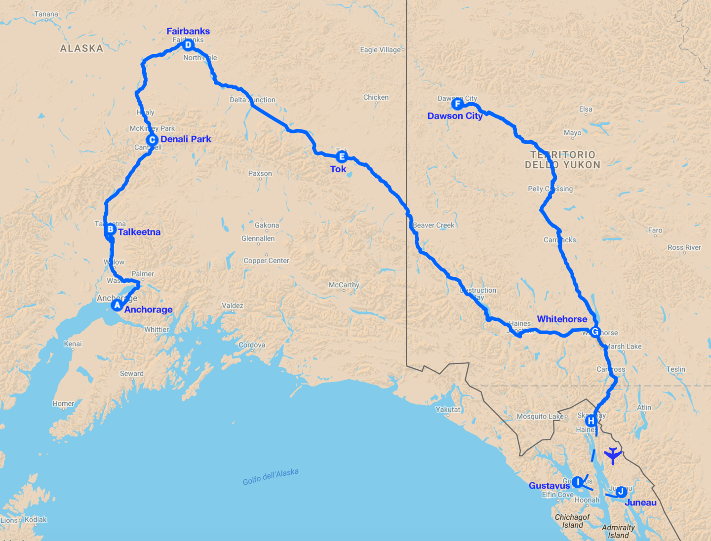 Alaska gold rush map