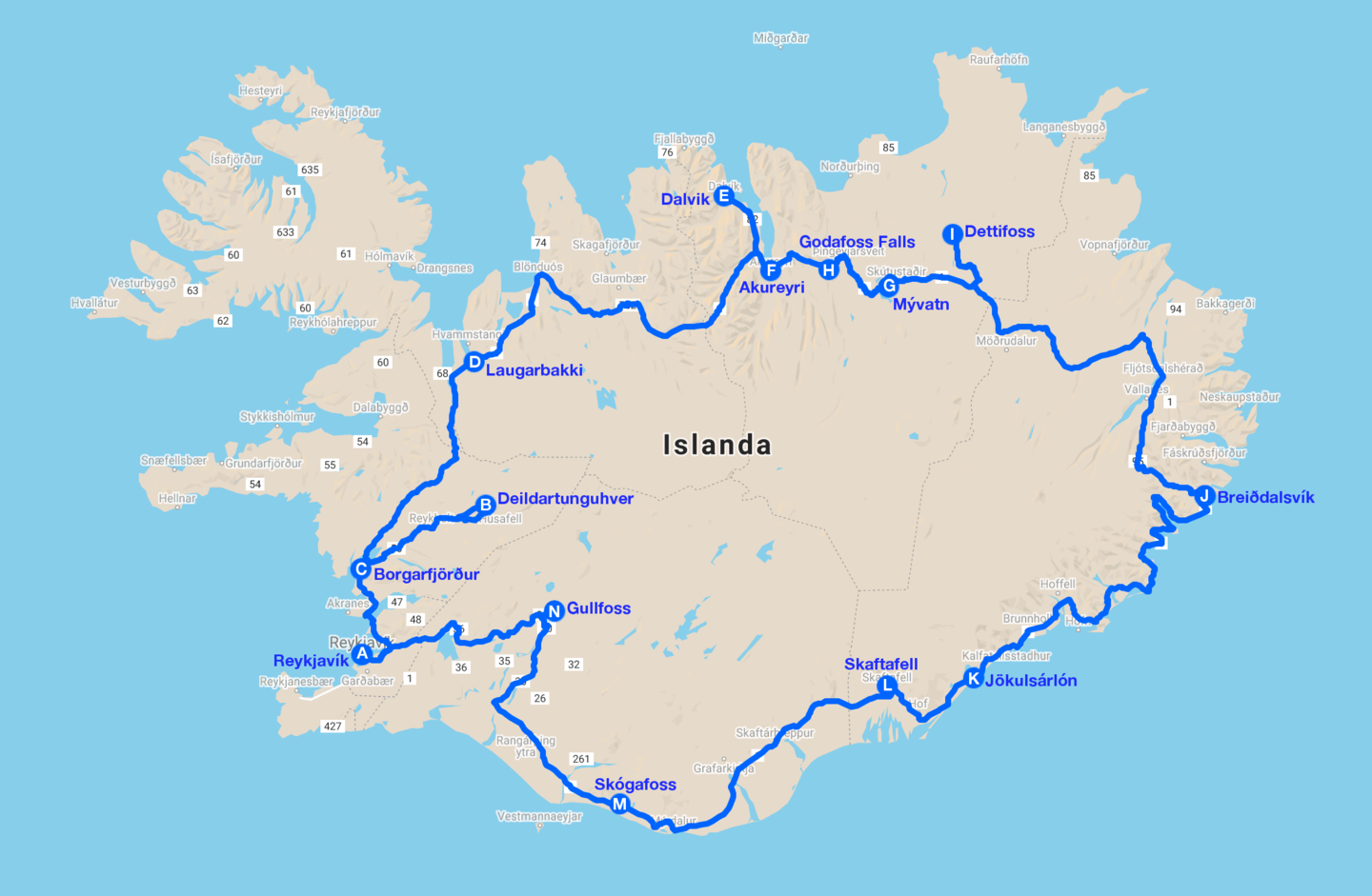 Incanti d'islanda map