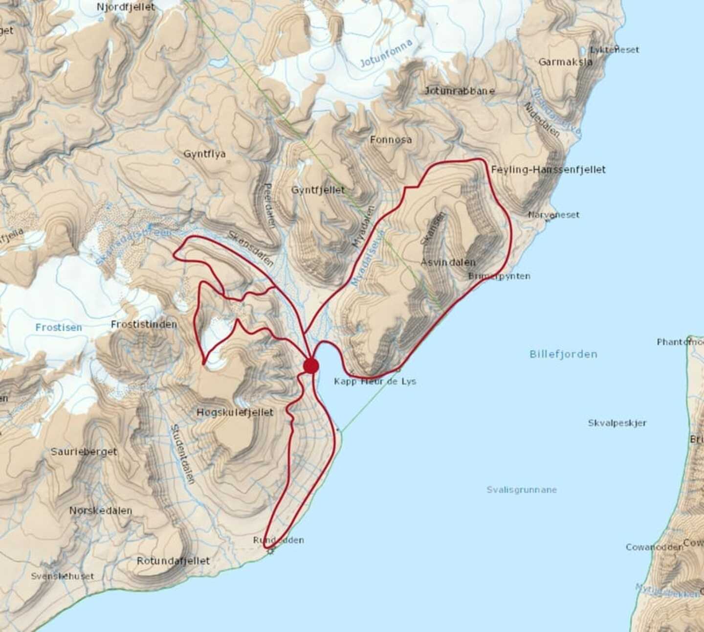 Trek lungo isfjord map
