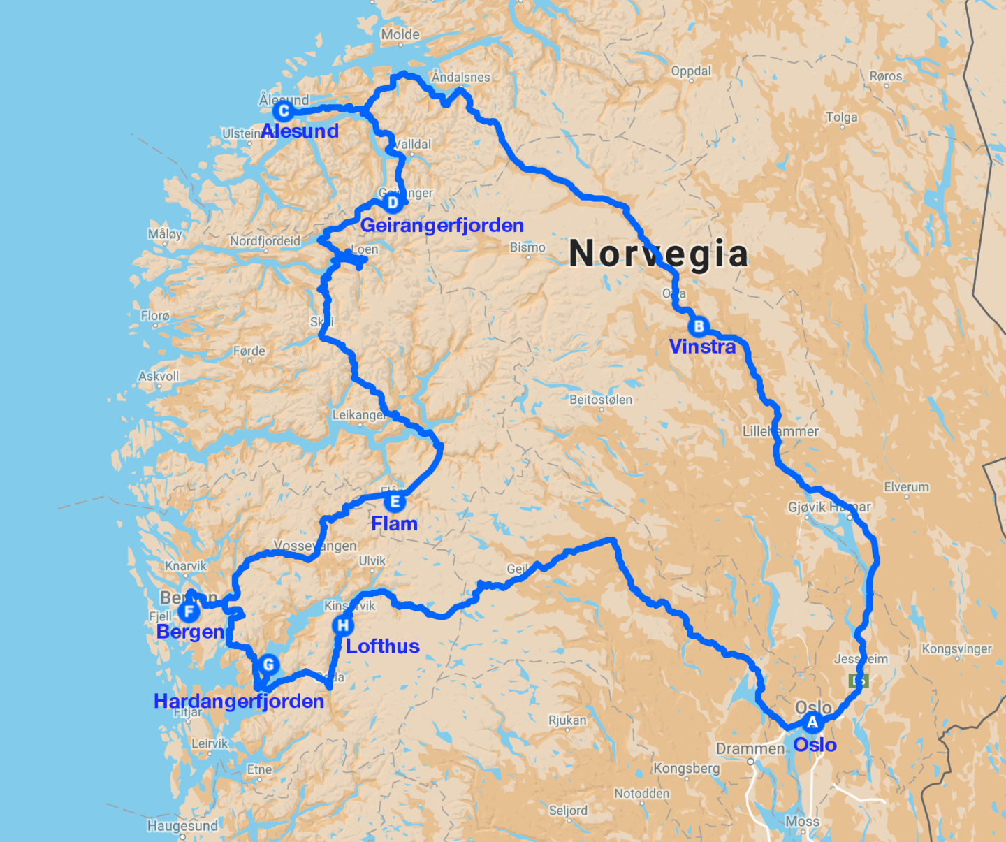 I magnifici fiordi norvegesi map