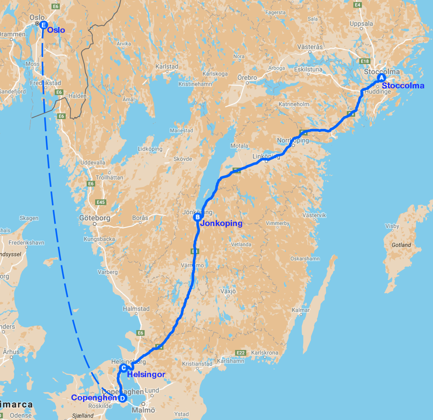 Capitali nordiche e castelli della selandia map
