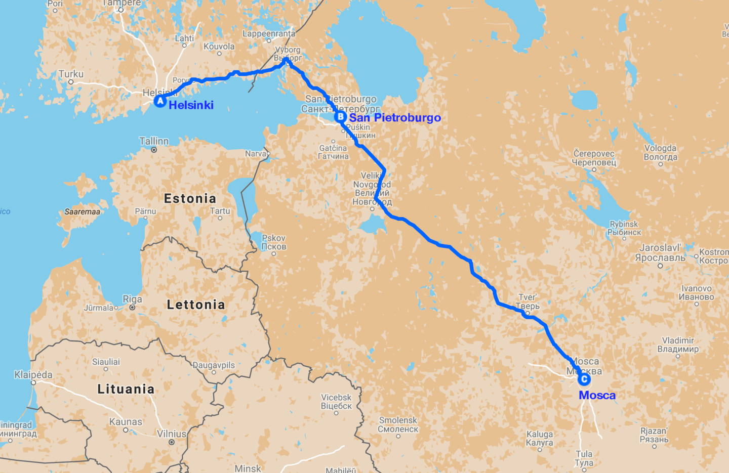 Sulla via degli zar map