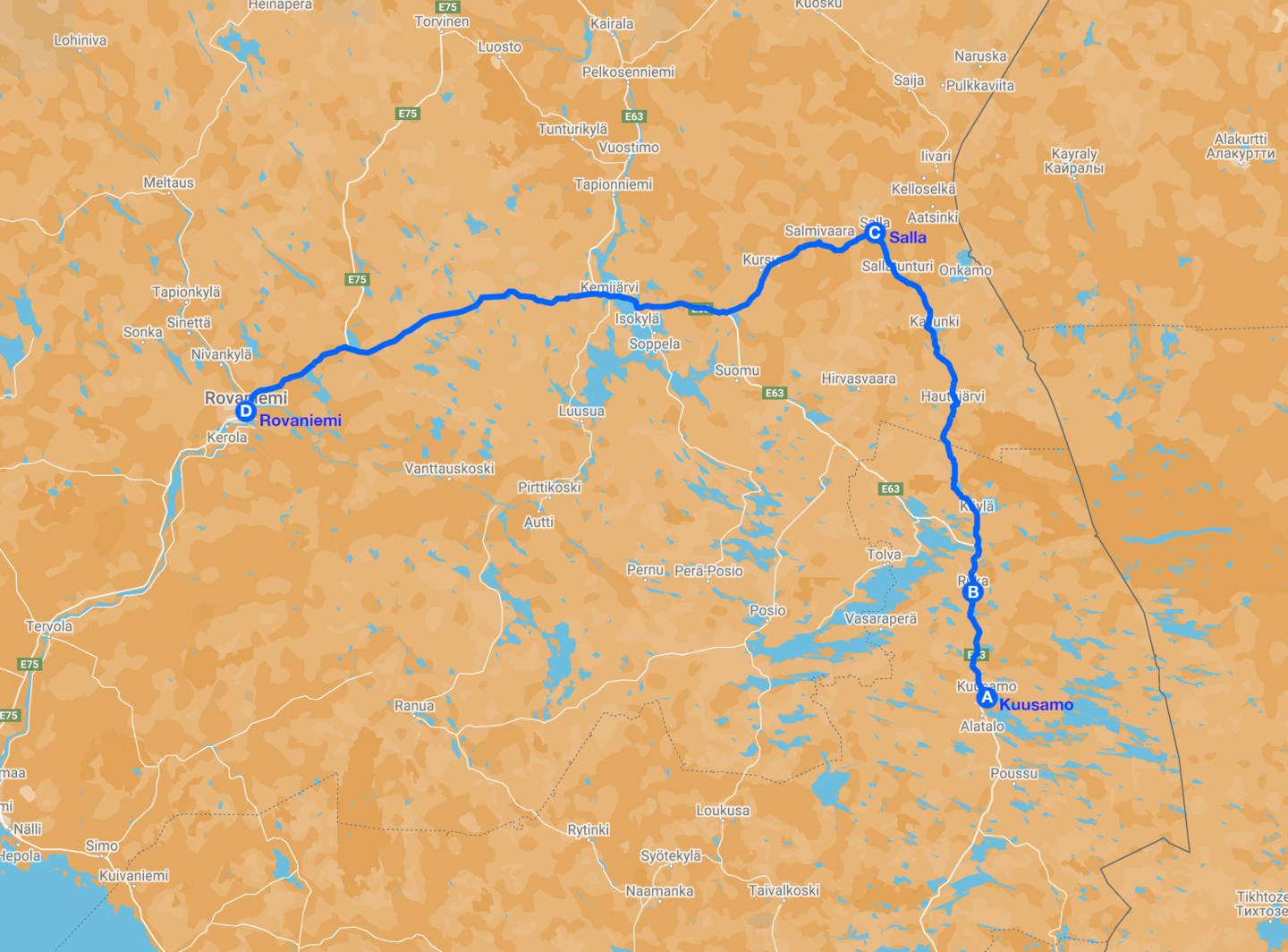 Aurora borealis nel parco nazionale di oulanka itinerario inverso map