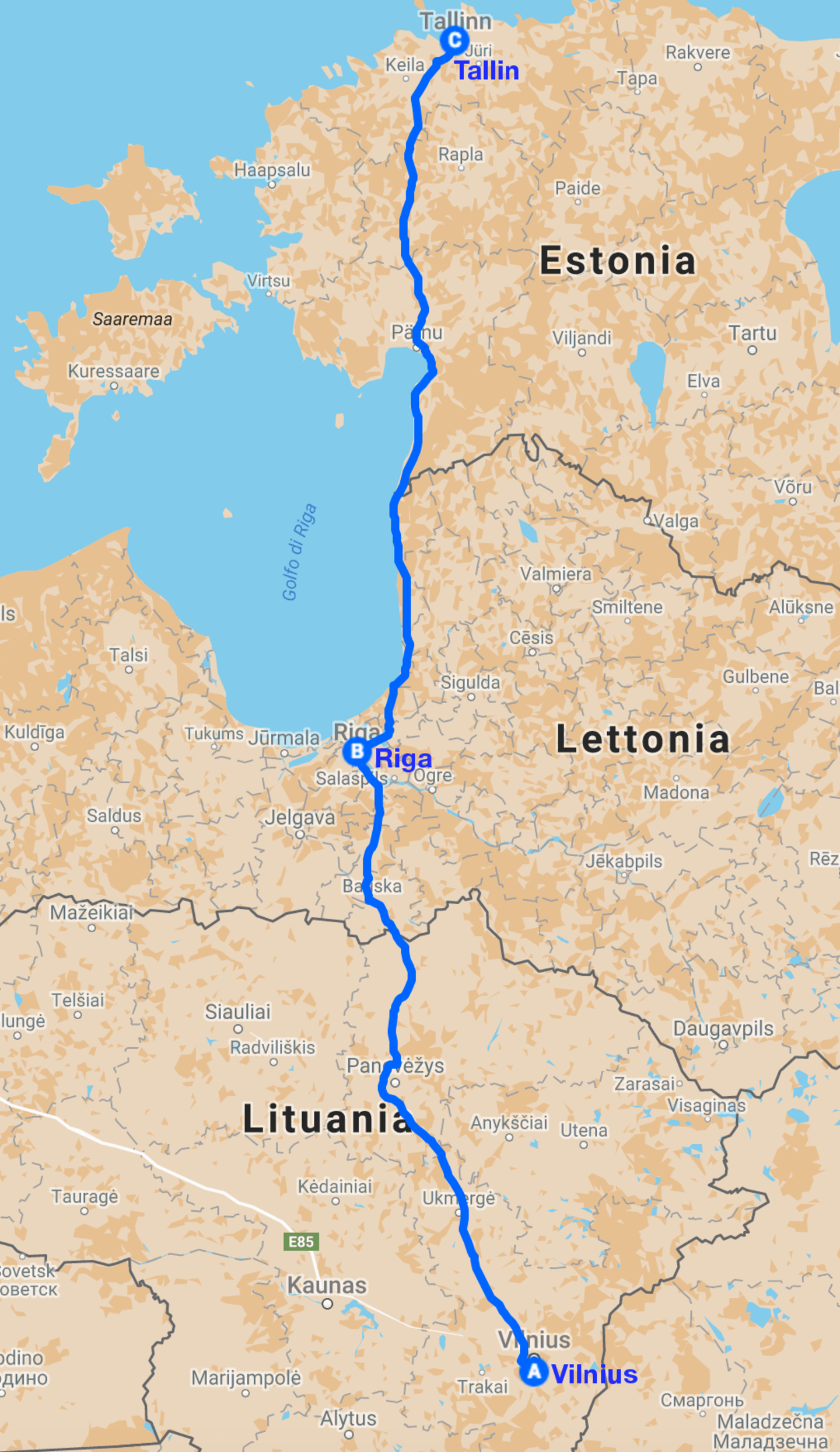 Le citta baltiche 8 giorni map