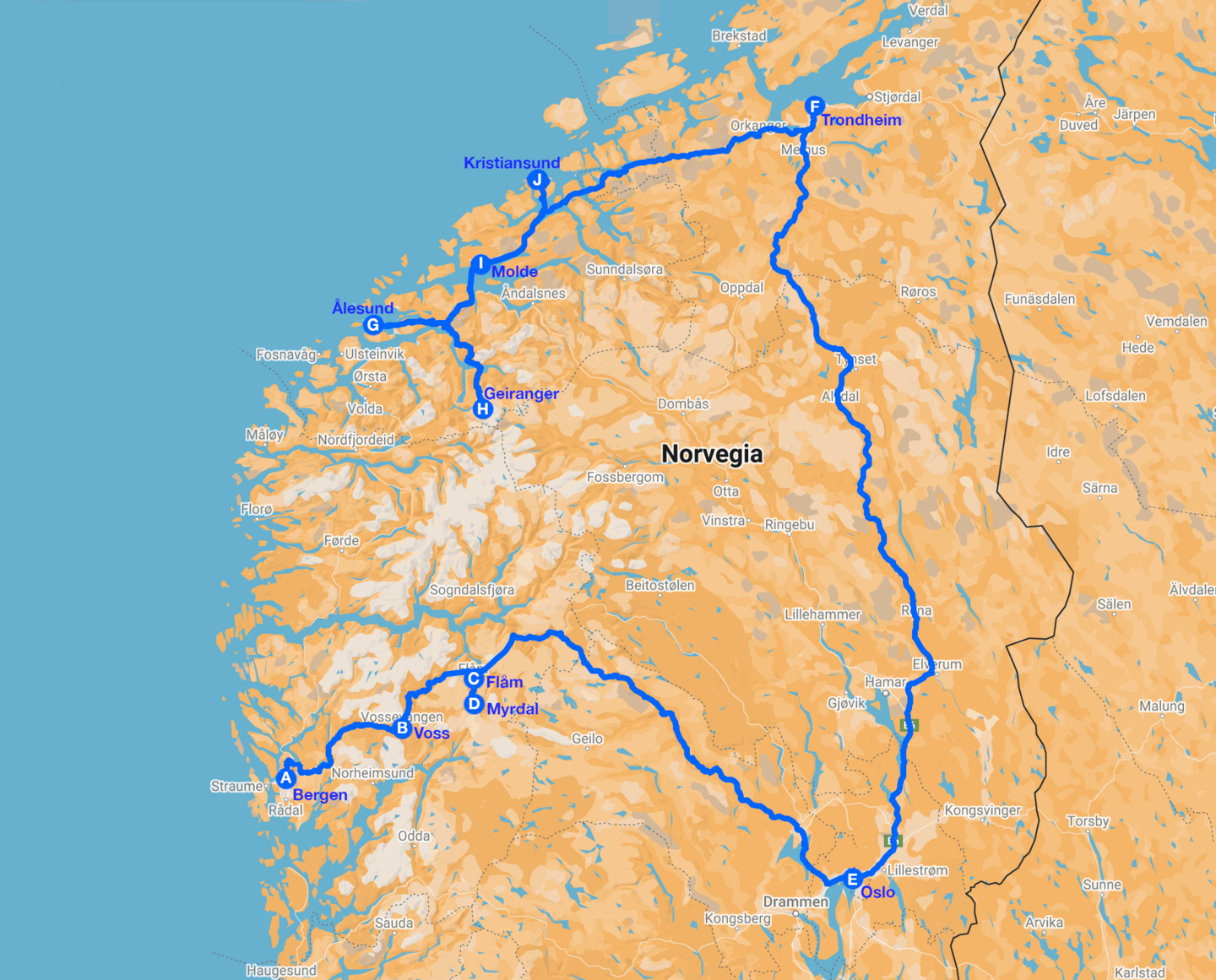 Direzione nord magnifici fiordi e terra di arcipelaghi 1 map