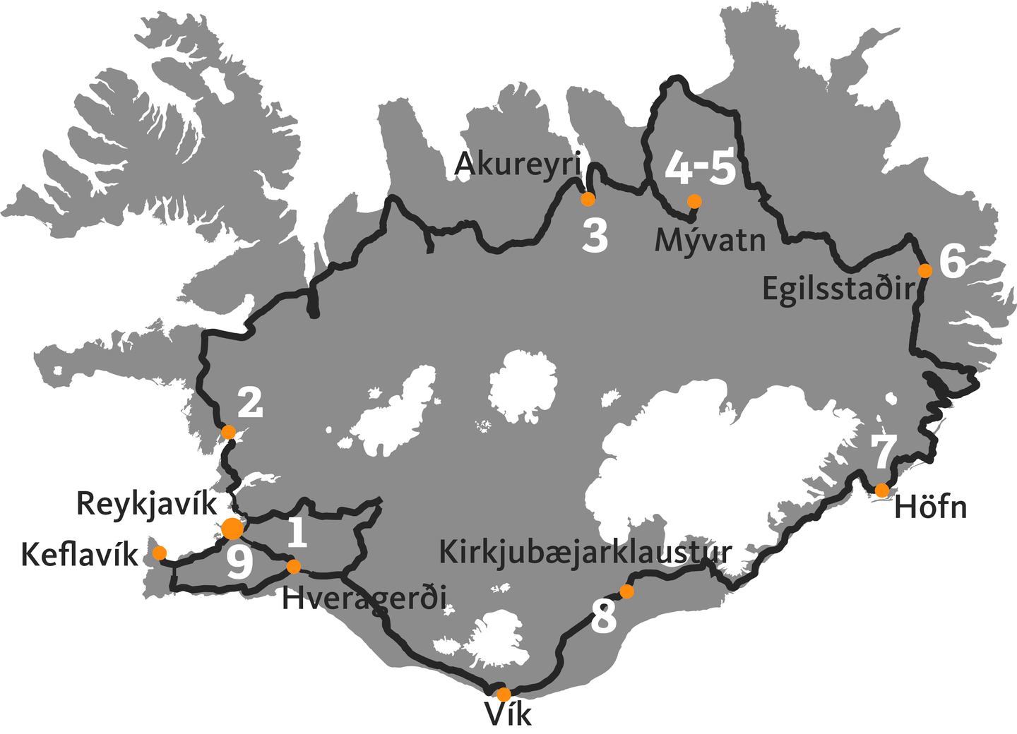 Gran tour islanda map