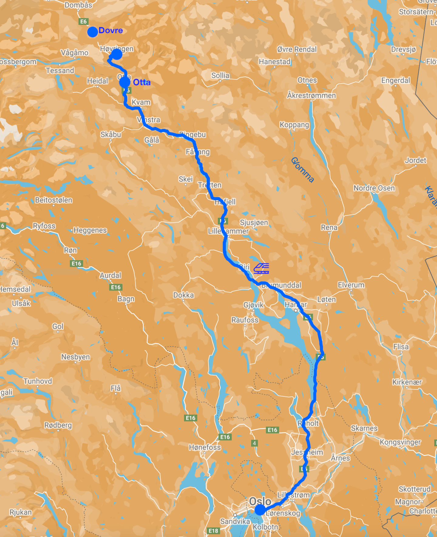 Mappa hiking lungo il sentiero dei vichinghi