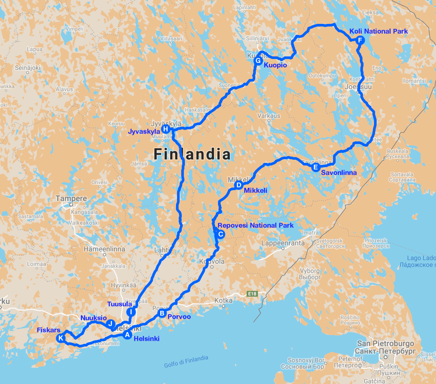 Finlandia a tutta natura map