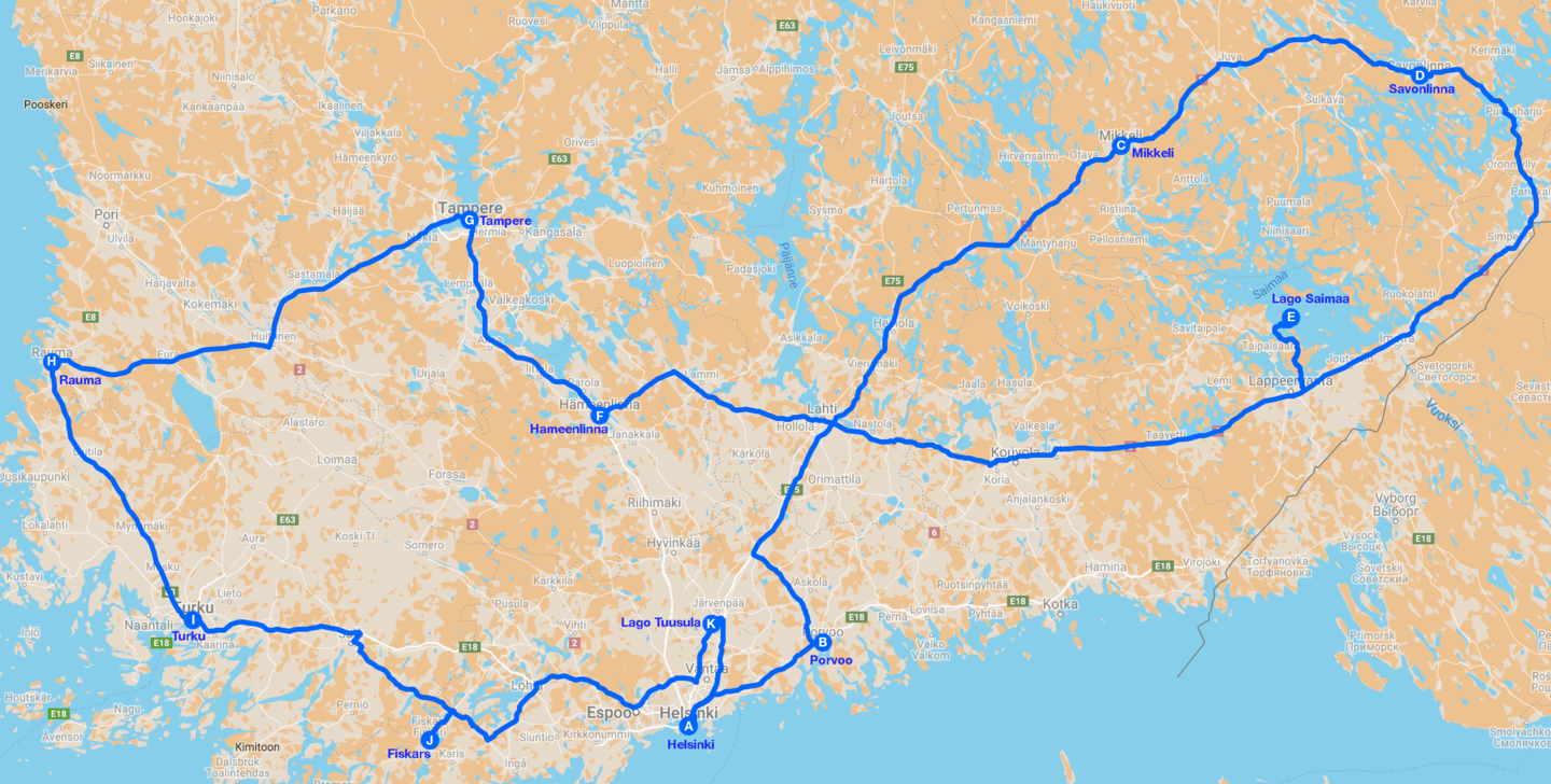 Finlandia mille laghi un mito map