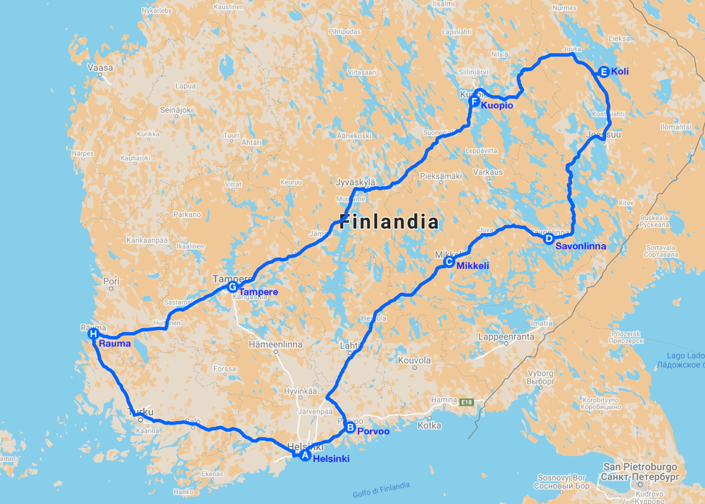 Finlandia mille laghi un mito map