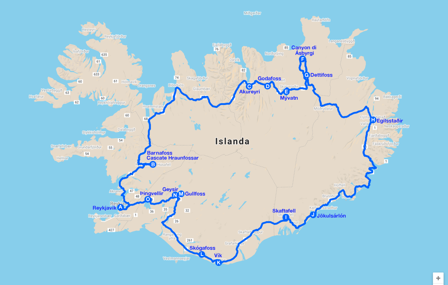 Il meglio dell'islanda privato map