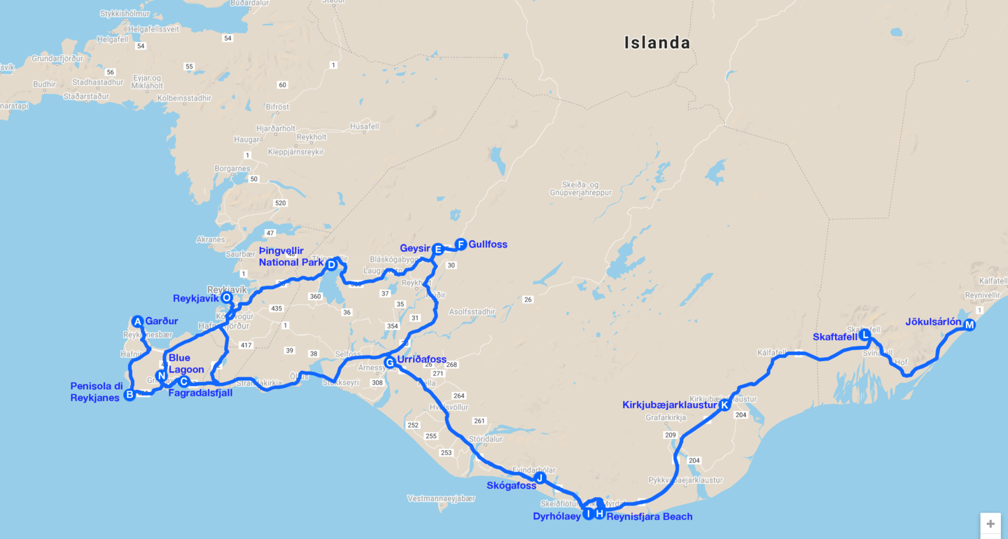 Meraviglie d'islanda map