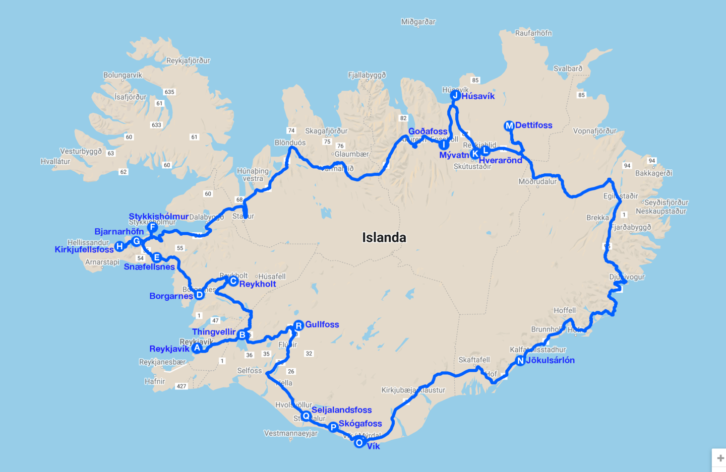 Tour islanda scenica   map