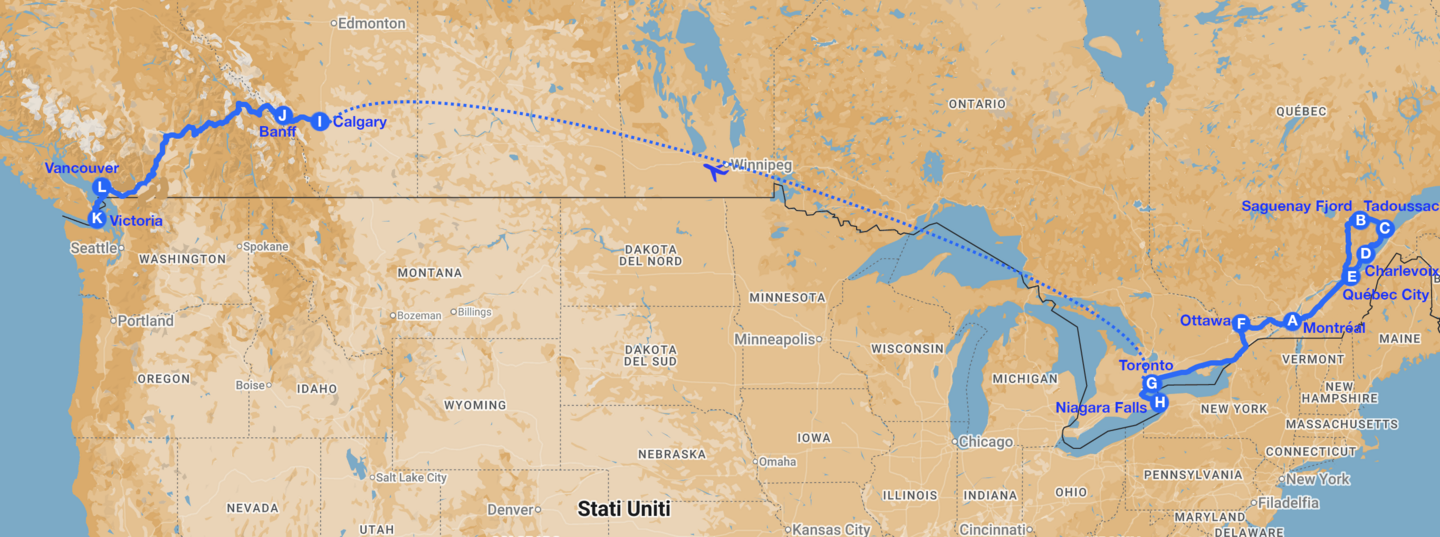 Gran tour canada coast to coast 2026 map