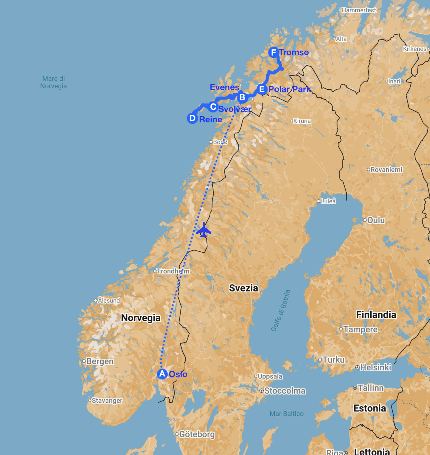Tour aurora boreale tromso lofoten capodanno 25 26 map