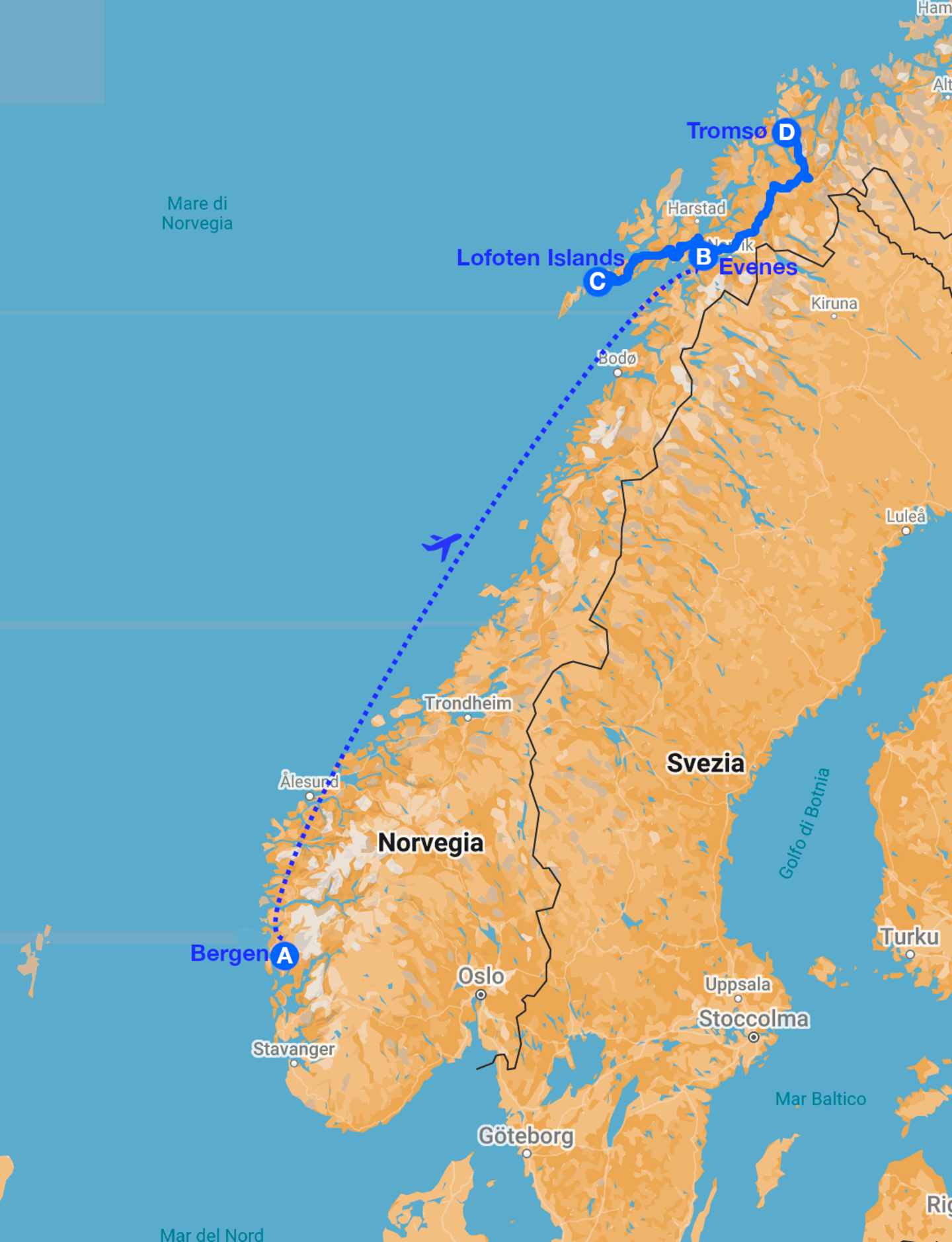 Aurora boreale tromso lofoten ponte 1 11 25 map