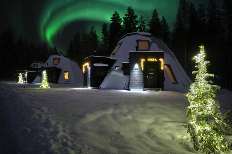 Northern lights at glass resort 